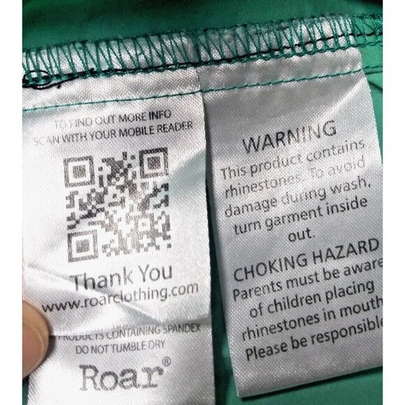 Roar Western Shirt Womens Sz L Slim Embroidered Rhinestones Cowgirl green black - Picture 9 of 12